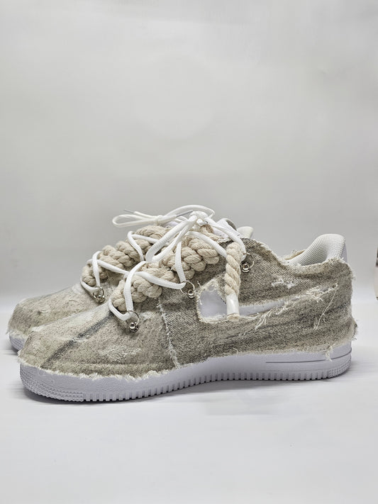 Air force custom denim rope laces sabbia
