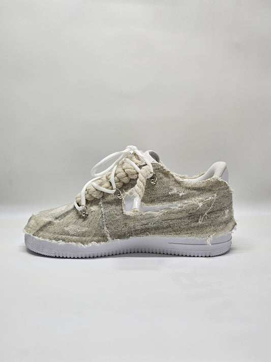 Air force custom denim rope laces sabbia