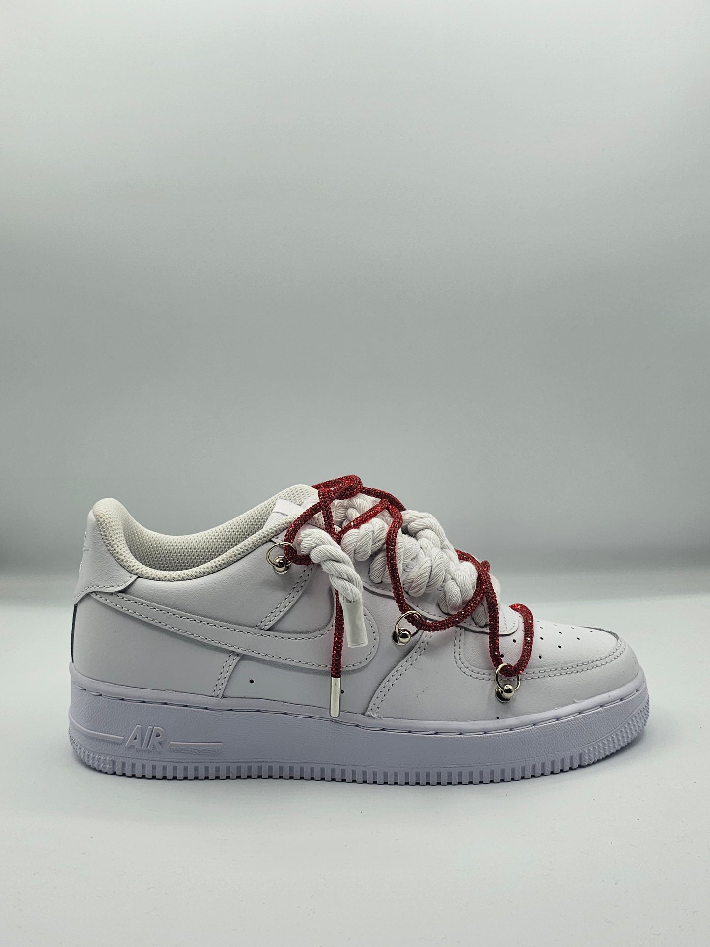 Air force rope laces glitter red