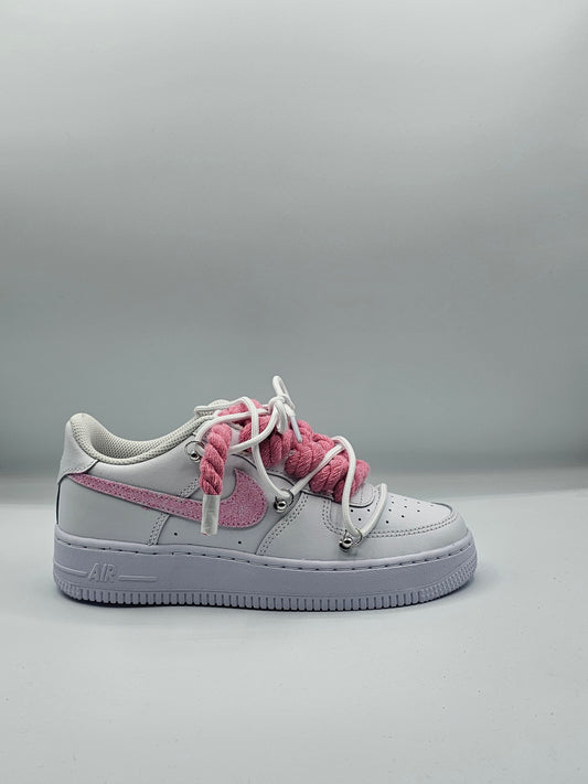 Airforce custom rope laces pink/white