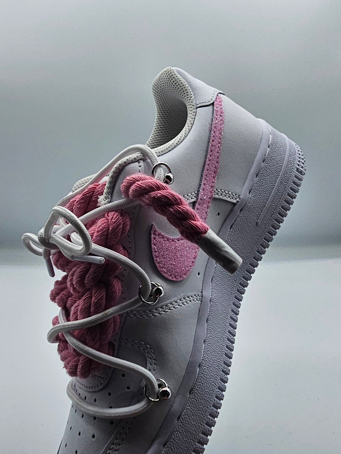Airforce custom rope laces pink/white