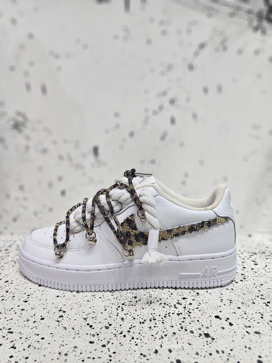 Air force rope laces/glitter leopard