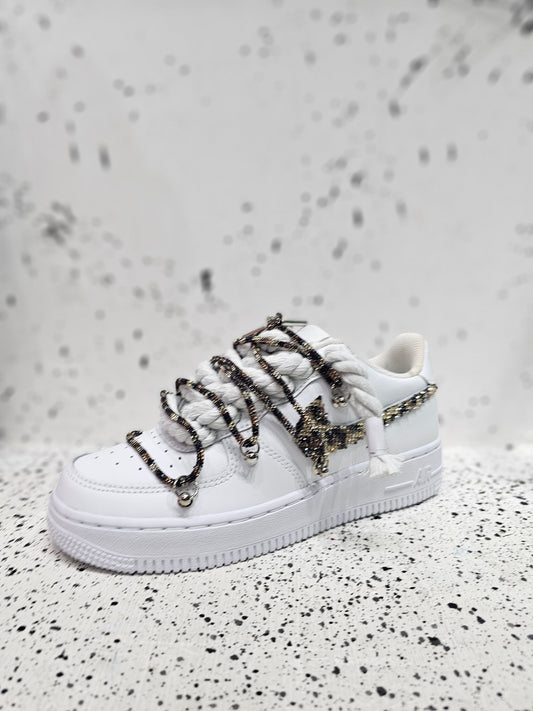 Air force rope laces/glitter leopard