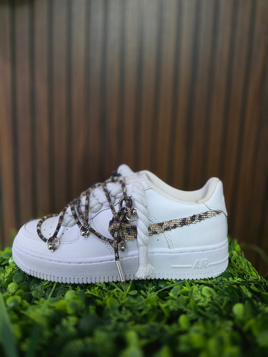 Air force rope laces/glitter leopard